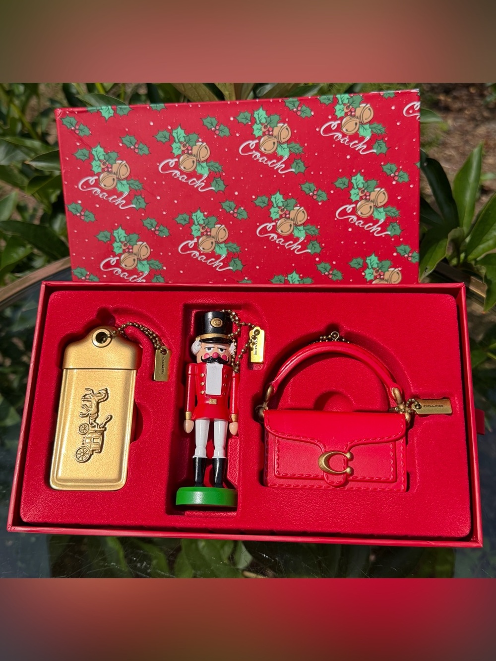 Coach 2024 Holiday 3-Piece Ornament Set – Nutcracker, Mini Tabby & Hangtag